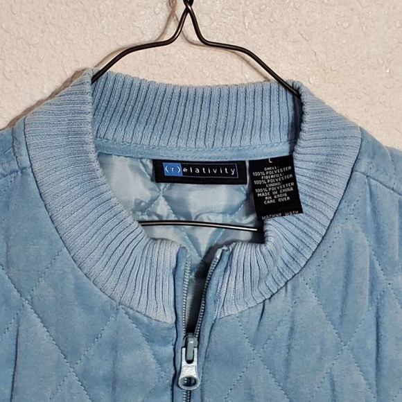 Relativity Womens Quilted Puffer Vest Sky Blue Size Small Full zip sleeveless - Picture 7 of 8